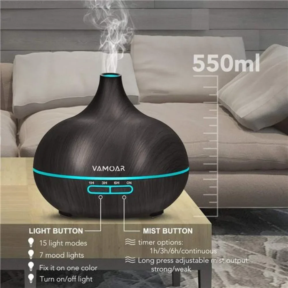 Essential Oil Diffuser Gift Set ，550ml Diffuser & Essential Oil Set, Top 10 Oils